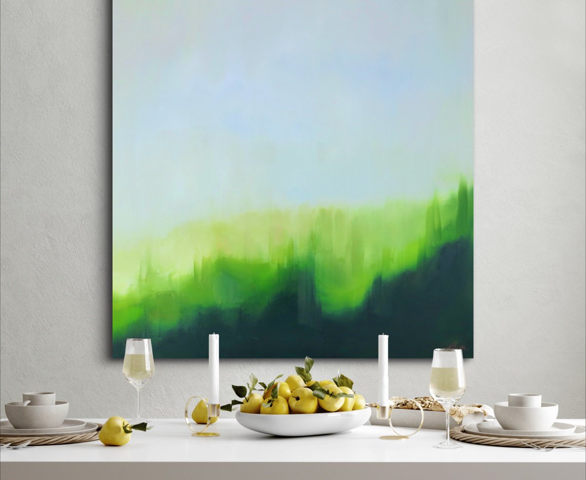 Abstract Oil Painting By Francesca Currie, 36 X 36, Viridis, Original Artwork