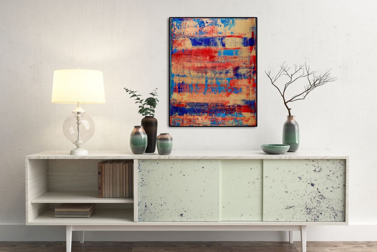 Abstract Acrylic Painting By Nestor Toro, 16 X 20", Infinite Sun Field, Original Artwork