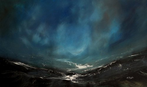 "Lights In The Dark"  - Original abstract landscape by Cecilia Frigati