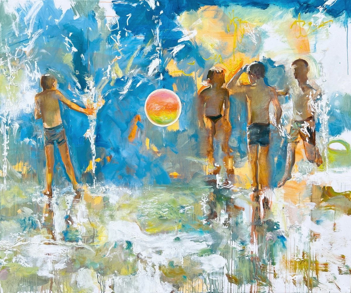 Surrealistic Portrait Oil Painting By Zakhar Shevchuk, 71 X 59", Radiant Orb, Original Artwork