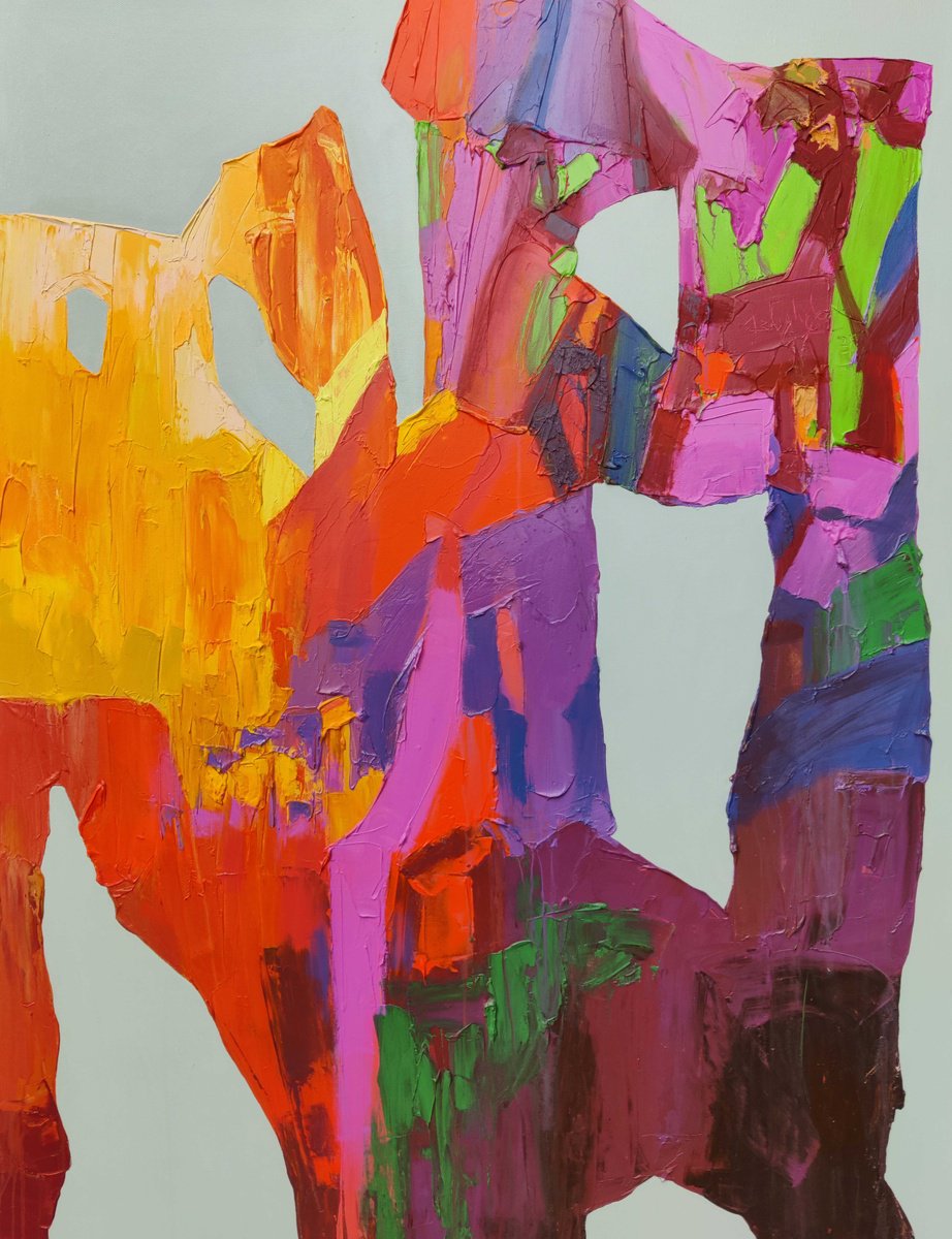 Abstract Acrylic Painting By Abhishek Kumar, 42 X 54, The Landscape Inside The Wall, Original Artwork