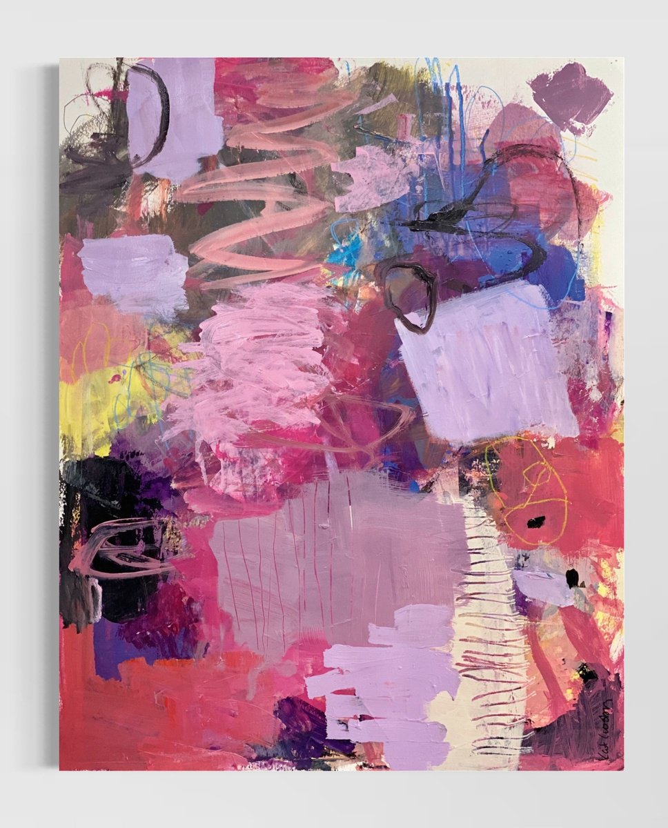 Organic Abstract Acrylic Painting By Kat Crosby, 18 X 24", Feeling A Bit Bruised, Original Artwork