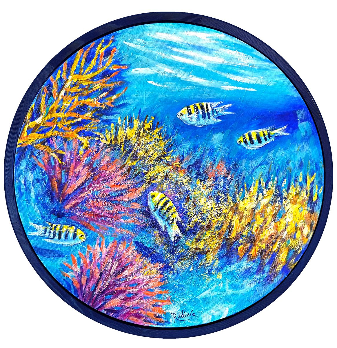 Impressionistic Animal Acrylic Painting By Irina Redine, 17 X 17, Aquatic Bliss, Original Artwork