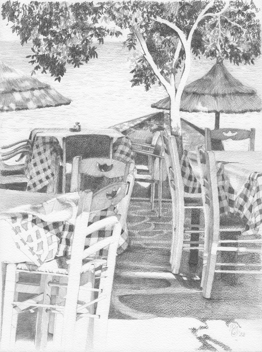 Photorealistic Landscape Pencil Drawing By Sonata Art, 17 X 20", Summer Light At The Seaside, Original Artwork