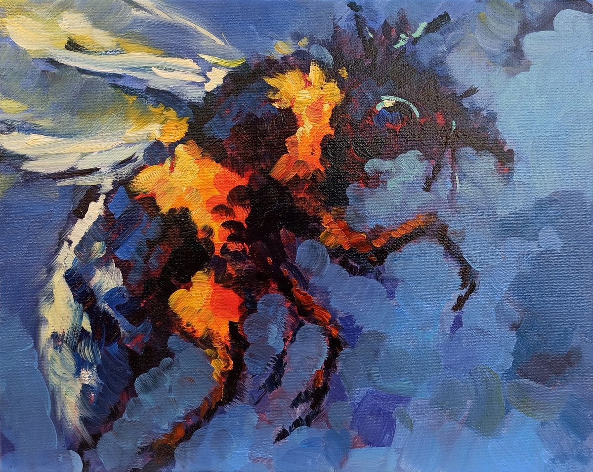 Bee (24x30cm, oil painting, ready to hang) by Narek Qochunc