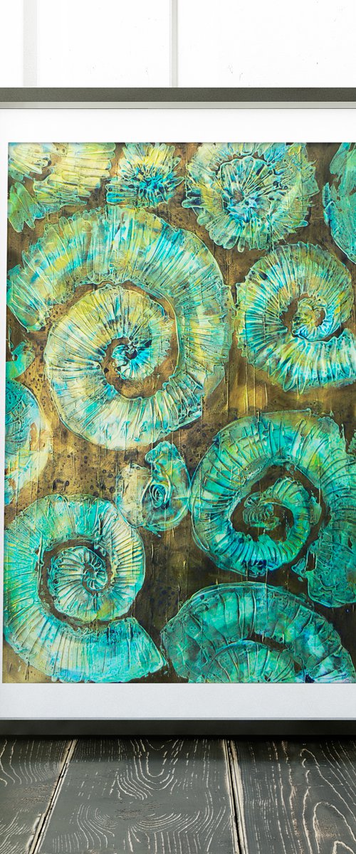 Ammonite (textured artwork of a fossil ammonites) #5 by Carolynne Coulson