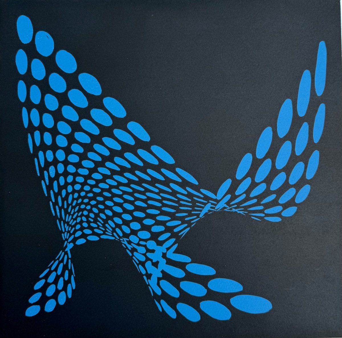 Abstract Linocut By Jacqui Jones, 15 X 15, Blue Gossamer, Original Artwork