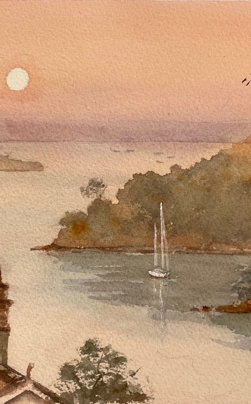 Sun rise moon set by Shelly Du