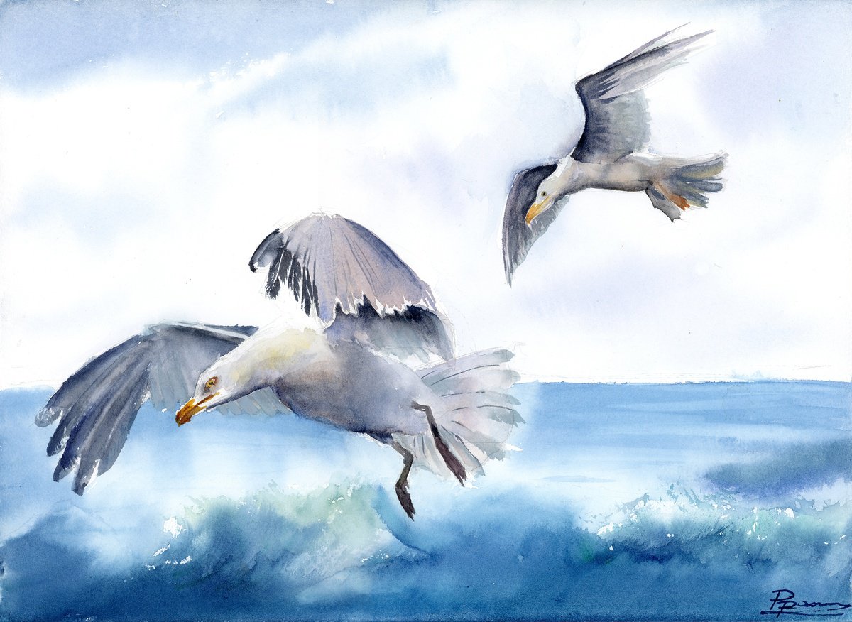 Impressionistic Watercolour , Beneath The Waves By Olga Tchefranov (Shefranov), 14 X 10, Artwork For Sale On Artfinder