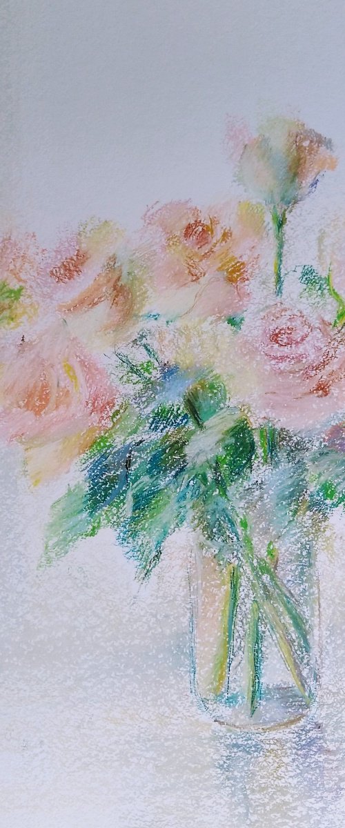 Roses. Original pastel drawing. by Elena Klyan