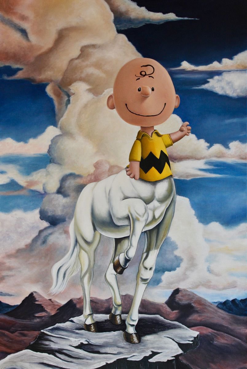 Cartoon Animal Oil Painting By Ryan Rice, 20 X 30", Charlie Horse, Original Artwork