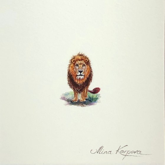Lion miniature painting
