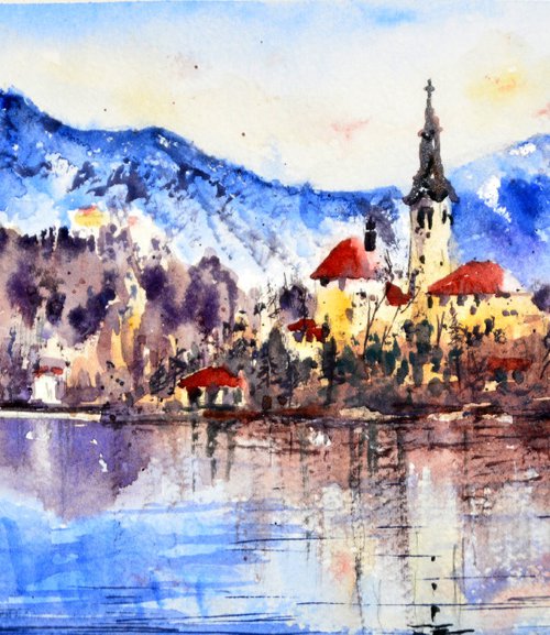 Slovenia #38 17x36cm 2018 smal drawing by Nenad Kojić watercolorist