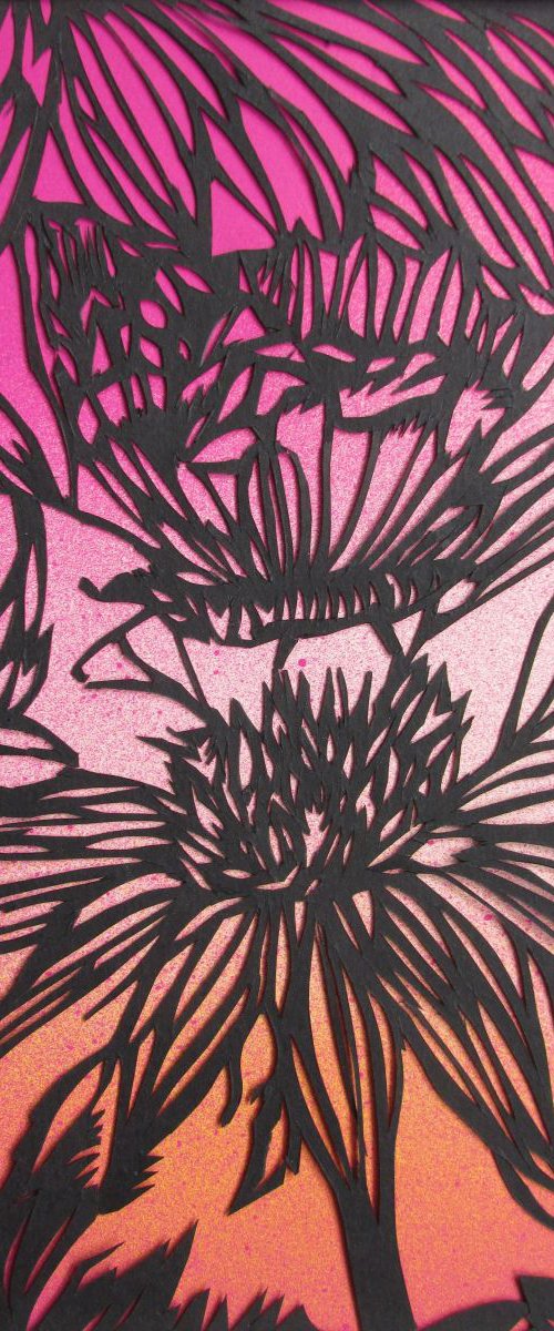 Butterfly with coneflowers paper cut by Alfred  Ng