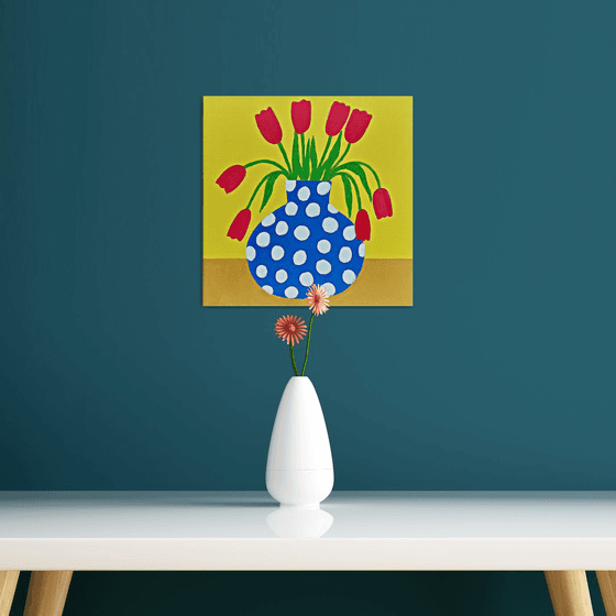 Tulips in a Polka Dot Vase