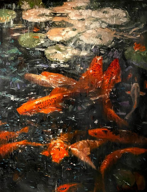 Golden Carps In The Lake by Paul Cheng