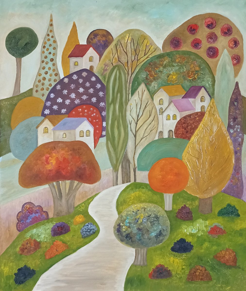 Impressionistic Landscape Oil Painting By Angeles M. Pomata, 15 X 18, There Where You Belong, Original Artwork