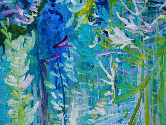 REFLECTIONS III. Water Lily Pond and Orchids Painting inspired by Claude Monet