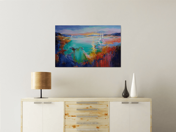 Evening symphony - Abstract Painting landscape, seascape