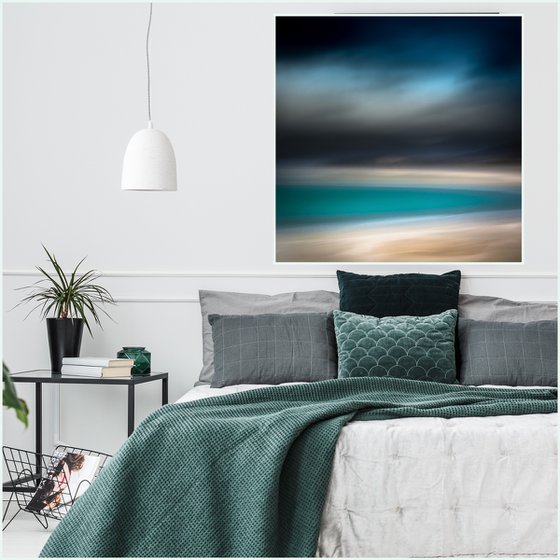 Blue Rain Over Harris - Extra large canvas teal abstract