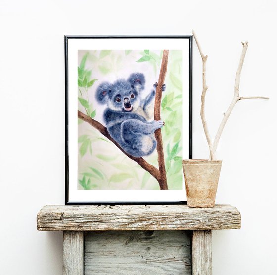 Cute Koala – Watercolor Koala, Koala Painting, Australian Animals, Nursery Art
