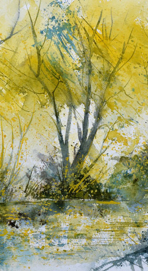 Golden silence watercolor by Pol Henry Ledent