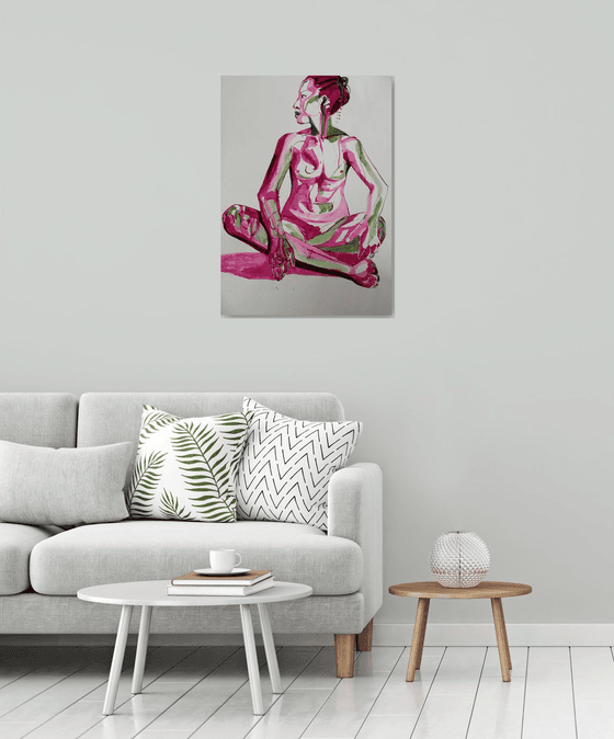 Pink Female seated nude