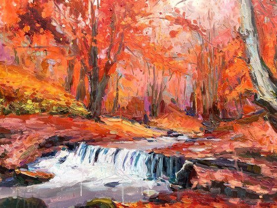" river in autumn forest "