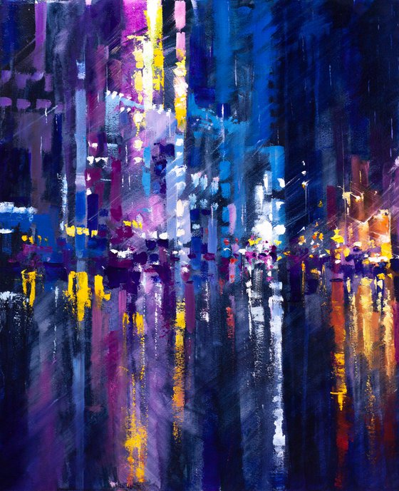 ABSTRACT CITYSCAPE. " Reflection of the night city"