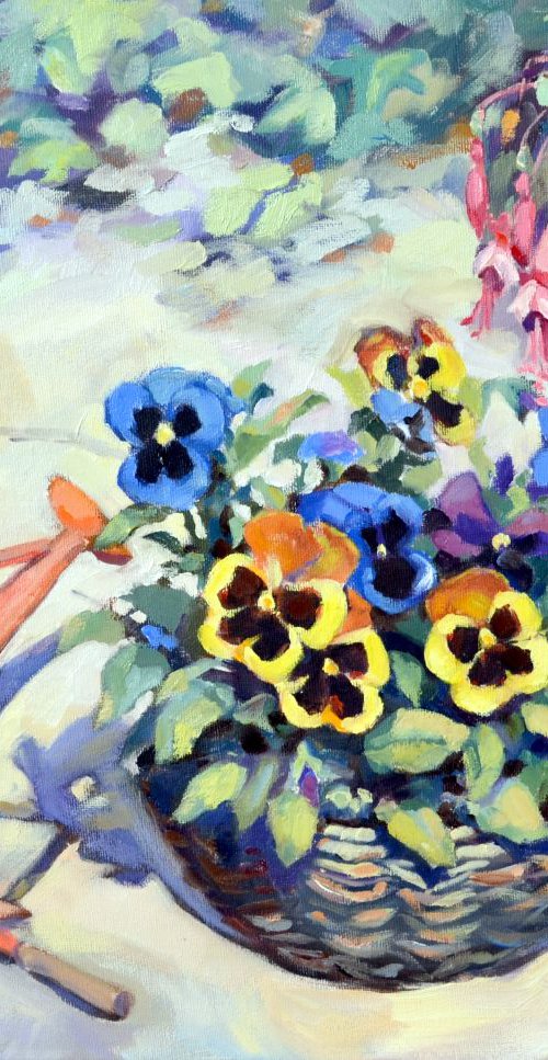 Pansy In A Basket by Irina Ushakova