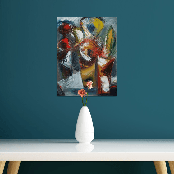 Abstract flowers, 30x40cm, oil painting, palette knife