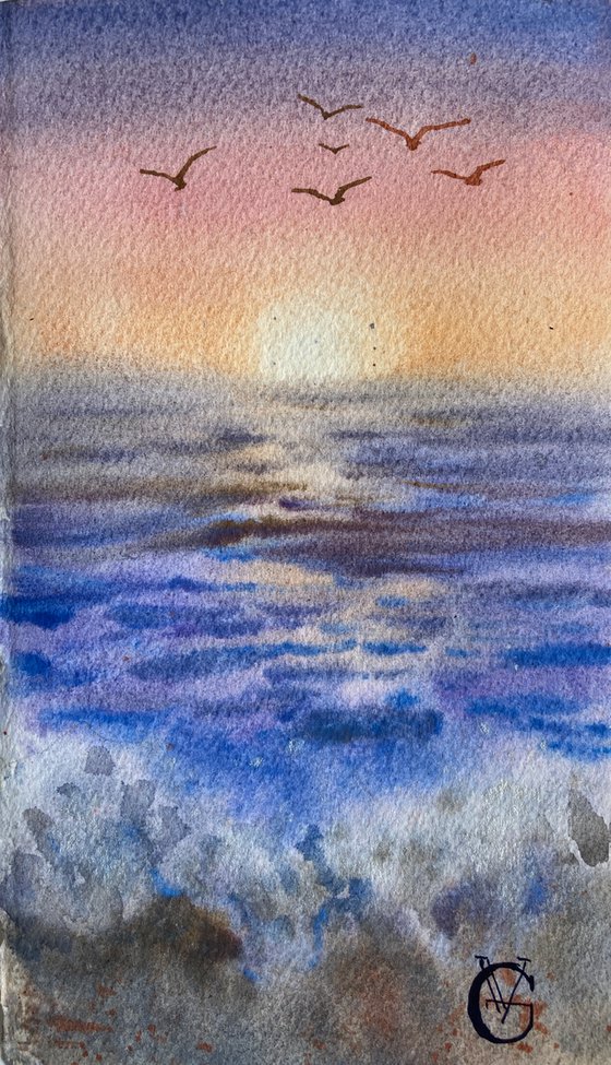 SUNSET ON THE WINTER SEA -poliptych