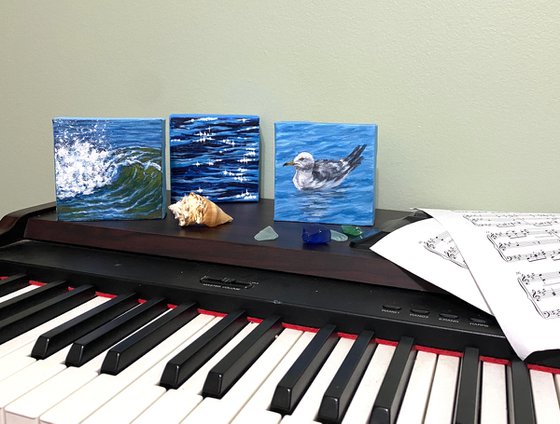 Set of 3 seascape original paintings