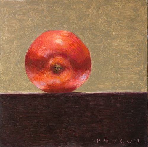 still life of fresh red apple on ocher background by Olivier Payeur
