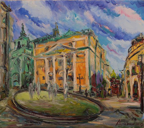 Russian Architecture - Chamber of Commerce and Industry of the Russian Federation - Moscow Cityscape - Oil Painting by Karakhan