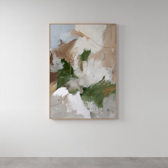 "Green Velor" Sage green gray abstract art