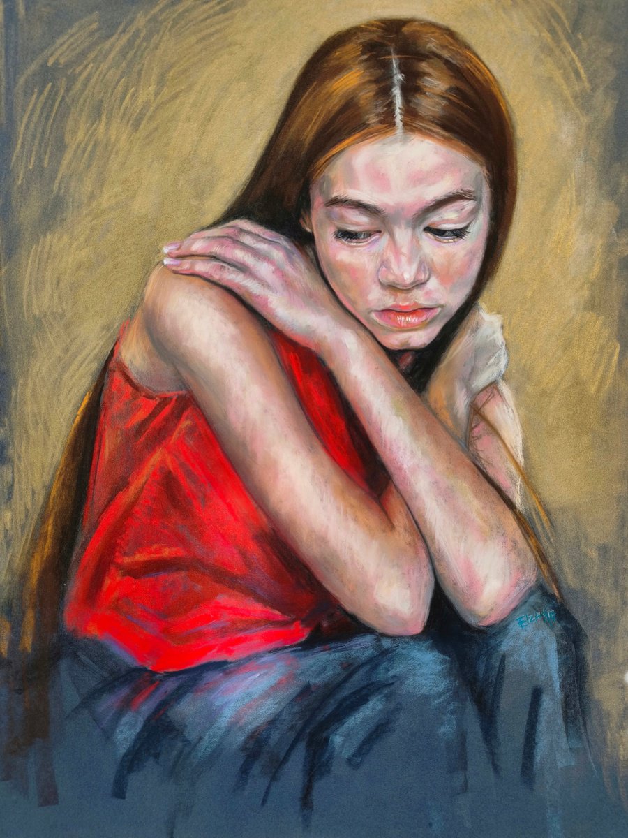 Impressionistic Pastel Drawing , Young Mary By Elza Slo, 31 X 16, Artwork For Sale On Artfinder