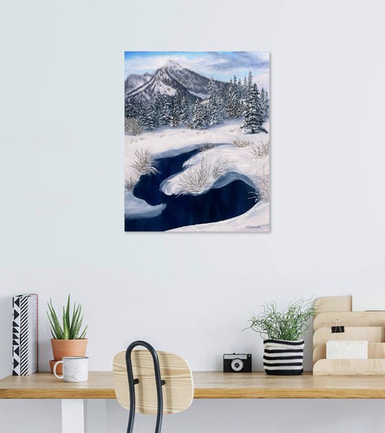 Wintry stream in the mountains