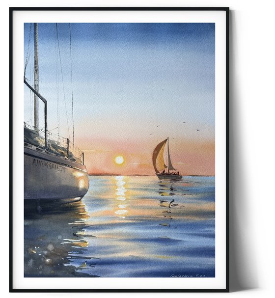 Yachts at sunset #9