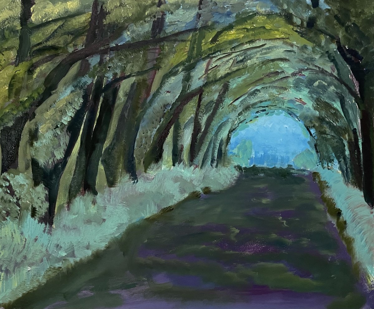 Expressive Landscape Oil Painting By Stephen Howard Harrison, 24 X 20", Road Through The Woods, Fife, Original Artwork