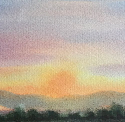 Sunset over the hills of Dorset by Samantha Adams