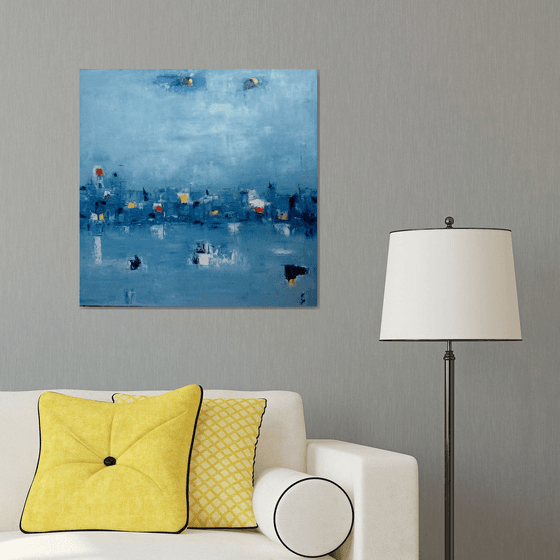 La Laguna. (The Lagoon) 70X70 cm. Abstract Painting.