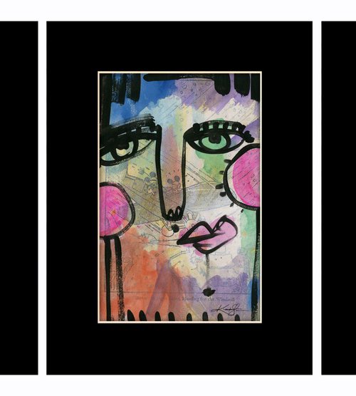 Funky Face Collection 9 - 3 Mixed Media Collage Paintings by Kathy Morton Stanion by Kathy Morton Stanion