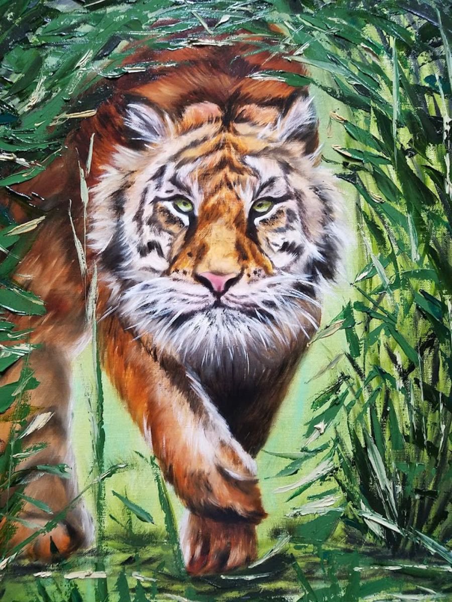 Roar, Tiger in Grass by Nersel Muehlen