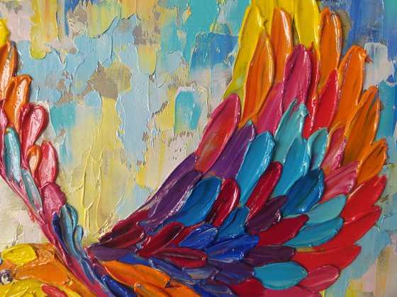 Flight in dreams - birds, hummingbirds oil painting, love oil painting, birds oil painting, hummingbirds, love, animals oil painting, art bird, impressionism, palette knife, gift idea.