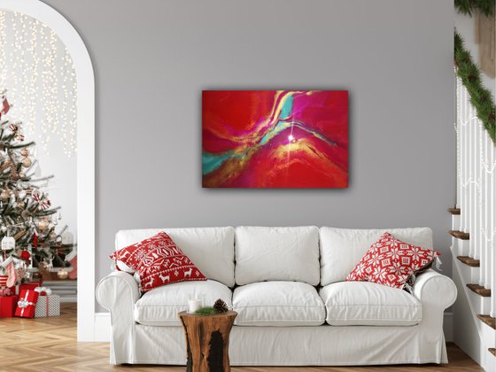 Love Vibrations red abstract painting