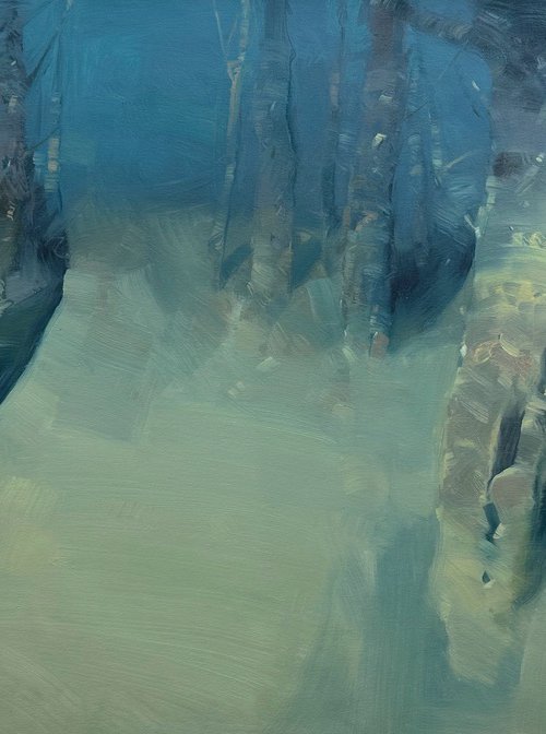 Moon Trees, Original oil painting, Handmade artwork, One of a kind by Vahe Yeremyan