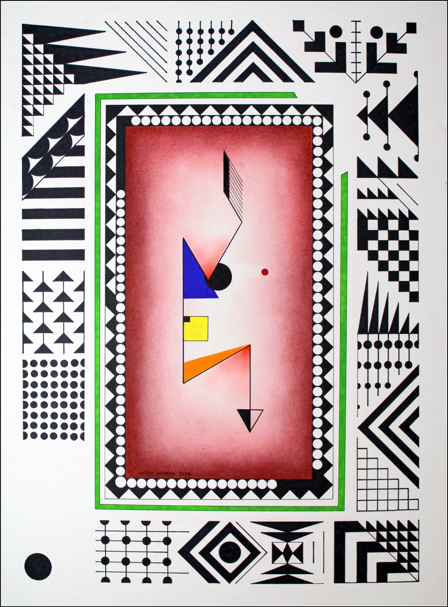 Abstract Ink Drawing By Knight Sherring, 22 X 30", A Catalogue Of Errors., Original Artwork