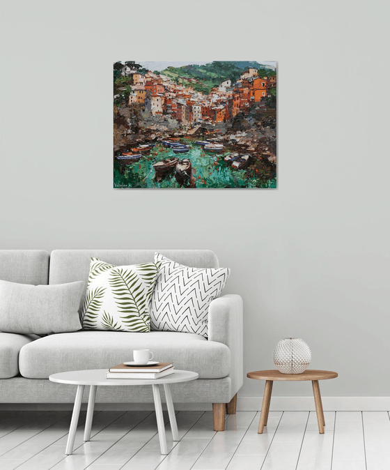 Riomaggiore, Cinque terre - Italian Landscape painting