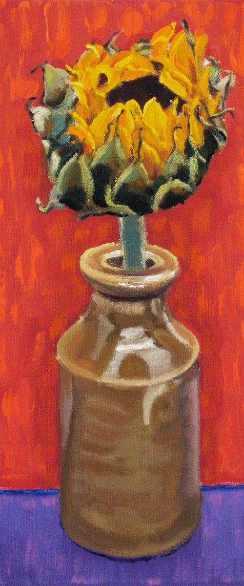 Sunflower in a Ceramic Jar by Richard Gibson